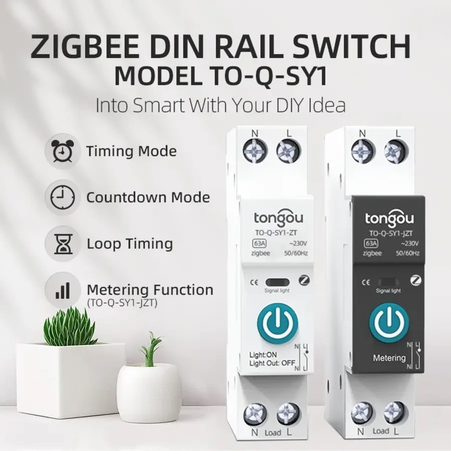 Автоматический выключатель Tuya Zigbee на DIN-рейку 32А с функцией измерения мощности умный терморегулятор для радиатора zigbee алиса securic