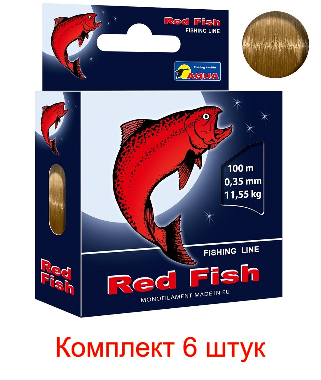 Монофильная леска для рыбалки Red Fish 0,35mm 100m ( 6 штук )