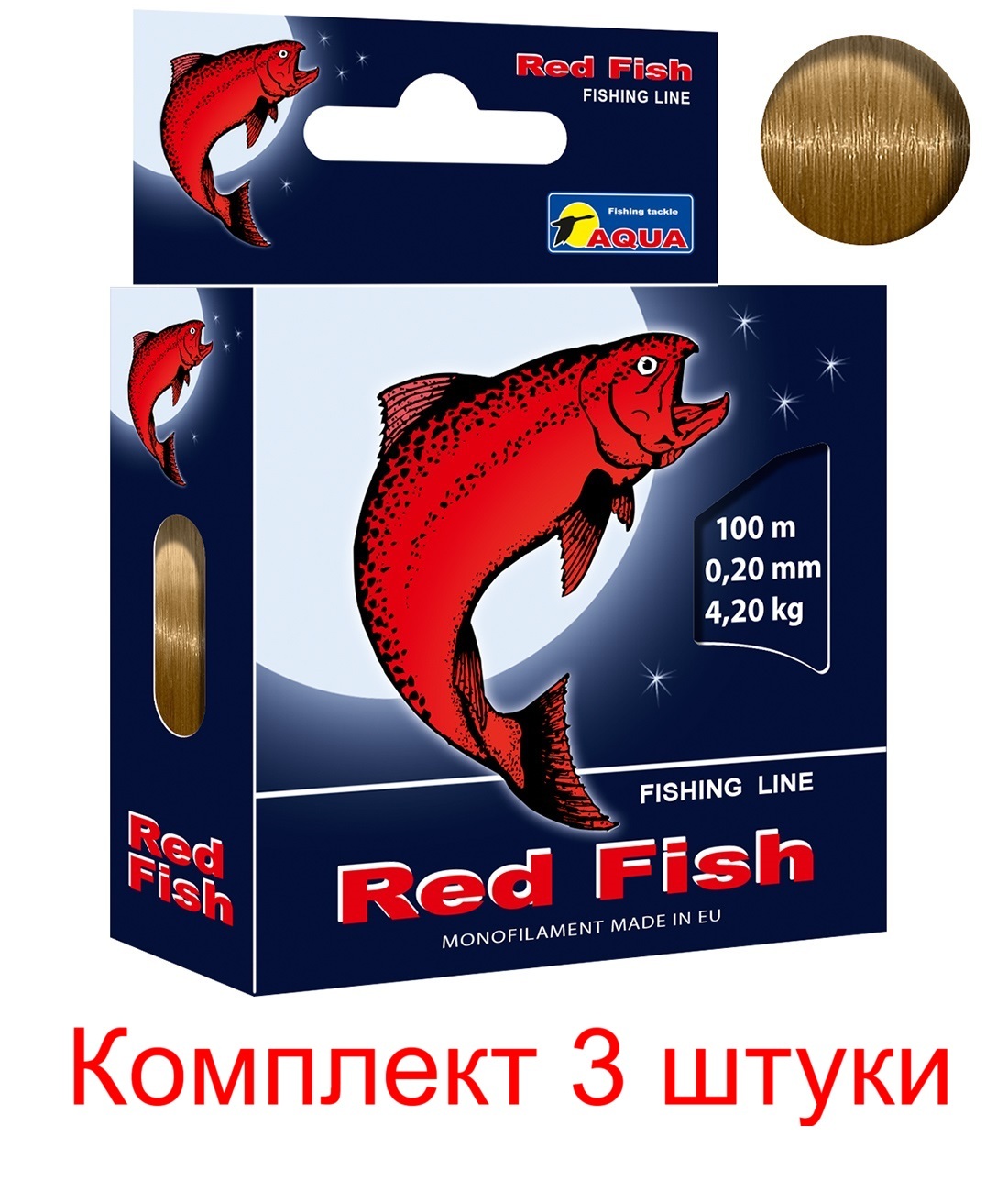 Монофильная леска для рыбалки Red Fish 0,20mm 100m ( 3 штуки )