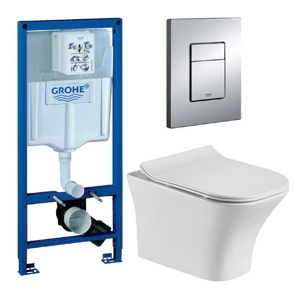 

Ком-т 3 в 1 инсталляция Grohe Rapid+Унитаз подвесной CULTO PABLO+кнопка GROHE Skate хром, GROHE_SL