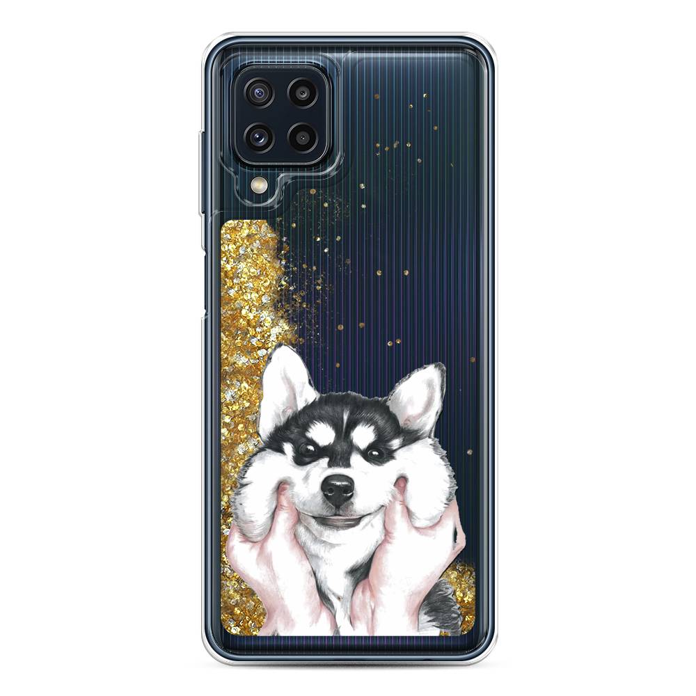 фото Жидкий чехол с блестками "щечки хаски" на samsung galaxy m32 awog