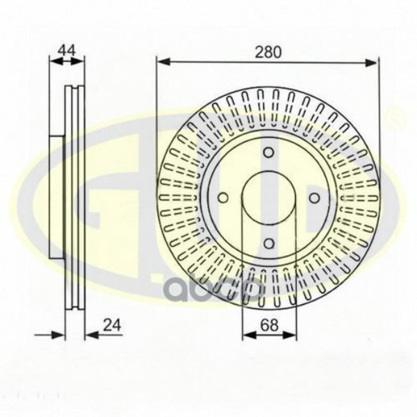 

Диск Торм Nis Tiida 06-/Cube (Z12) 1.6/1.8/1.5dci 10- Пер Вент 280x24 G.U.D арт. GDB124238