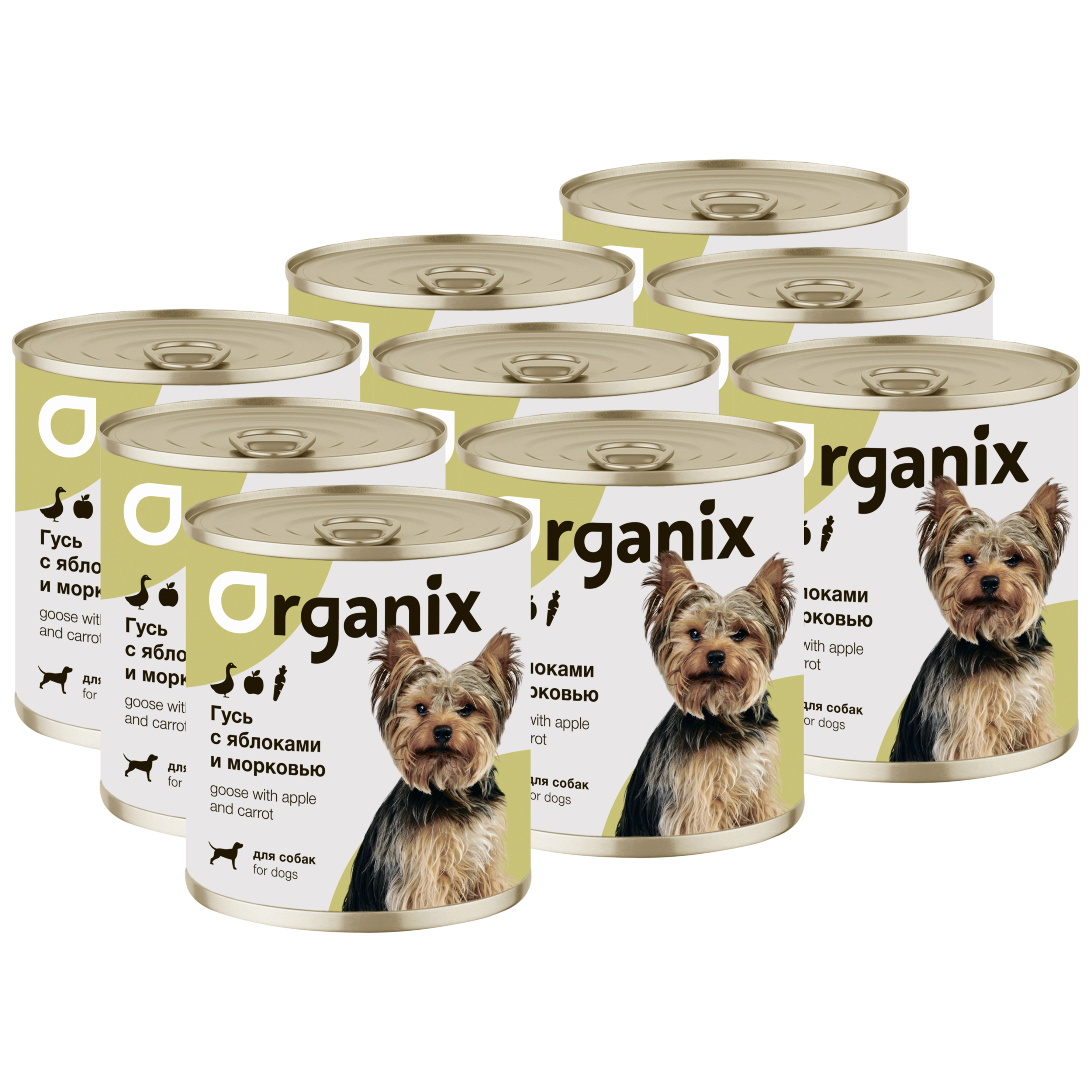 

Консервы для собак Organix фрикасе из гуся с яблоками и морковкой, 9 шт по 750г