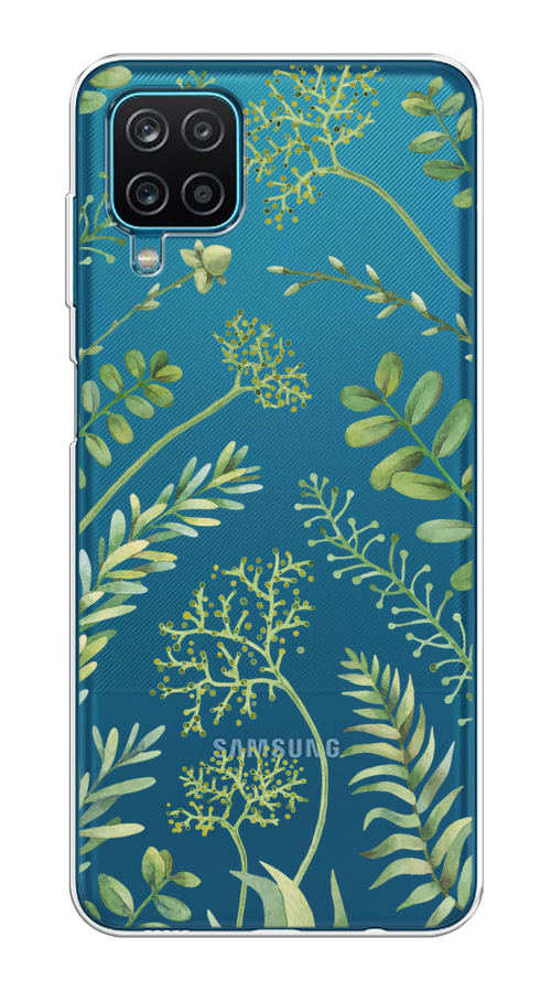 

Чехол на Samsung Galaxy A12/M12 "Green Leaves", Зеленый;прозрачный, 2101650-1