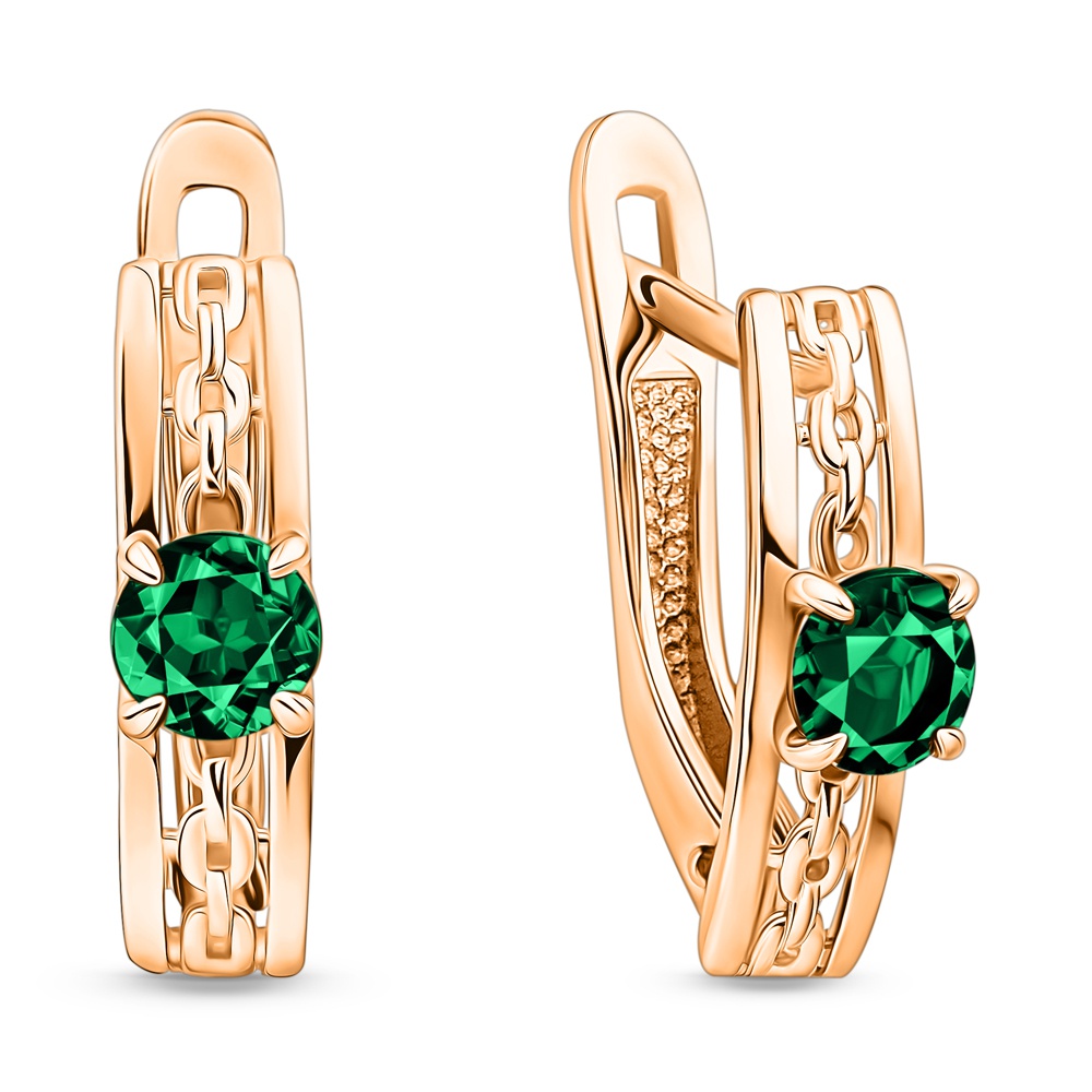 

Серьги из золота 585Gold 102010138, изумруд искусственный, 102010138