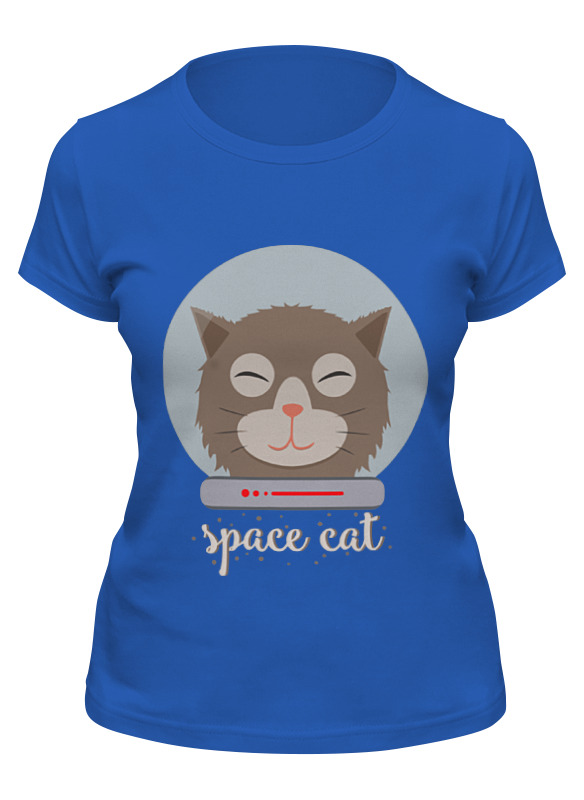 

Футболка женская Printio Космо кот (space cat) синяя M, Синий, Космо кот (space cat)