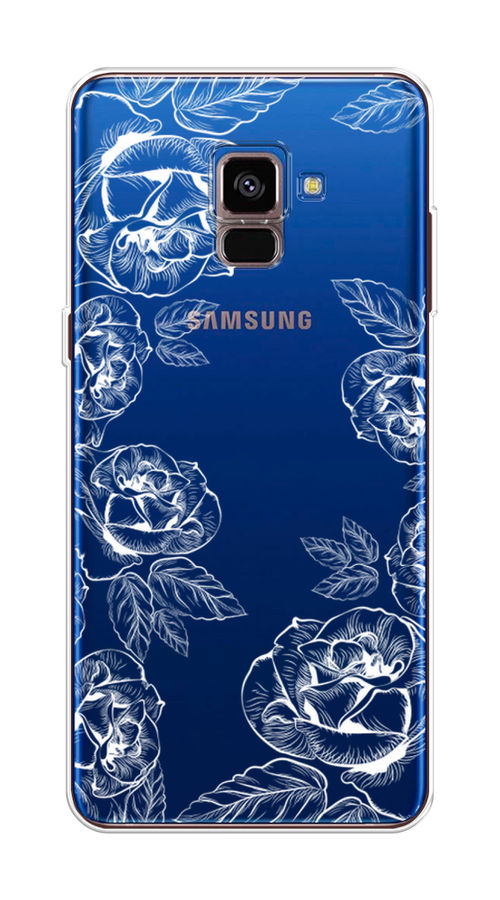 

Чехол на Samsung Galaxy A8 2018 "Розы графика", Черный;серый, 25450-2