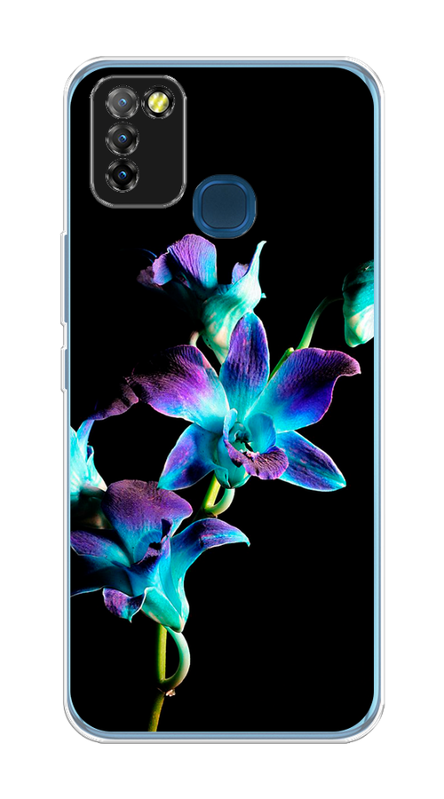 

Чехол Awog на Infinix HOT 10 Lite "Синий цветок на черном", Разноцветный, 3100350-8