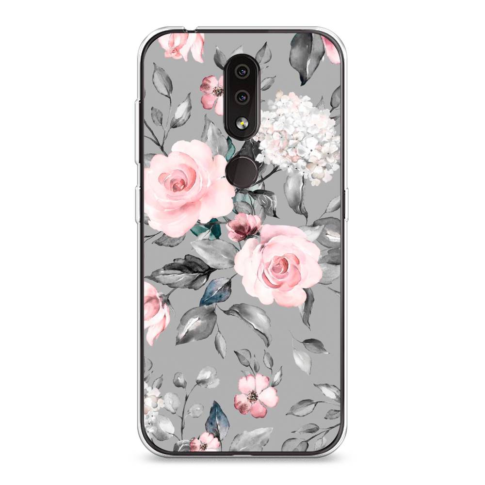 фото Чехол awog "розы на сером" для nokia 4.2