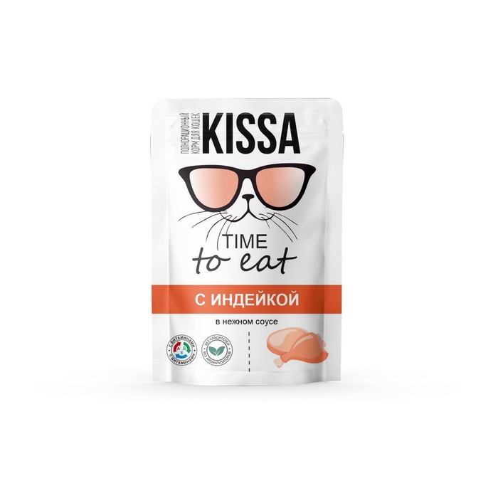 

Влажный корм для кошек Kissa индейка в соусе, 28шт по 75г