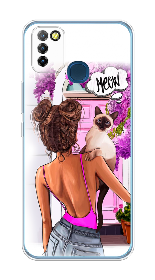 

Чехол Awog на Infinix HOT 10 Lite "Девушка с кошкой", Разноцветный, 3100350-7
