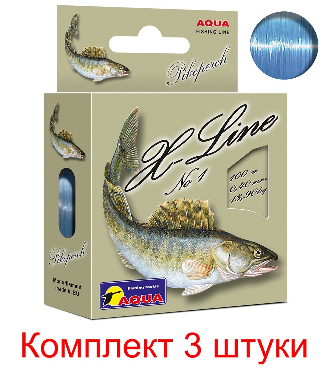 фото Монофильная леска для рыбалки aqua x-line pikeperch (судак) 0,40mm 100m ( 3 штуки )