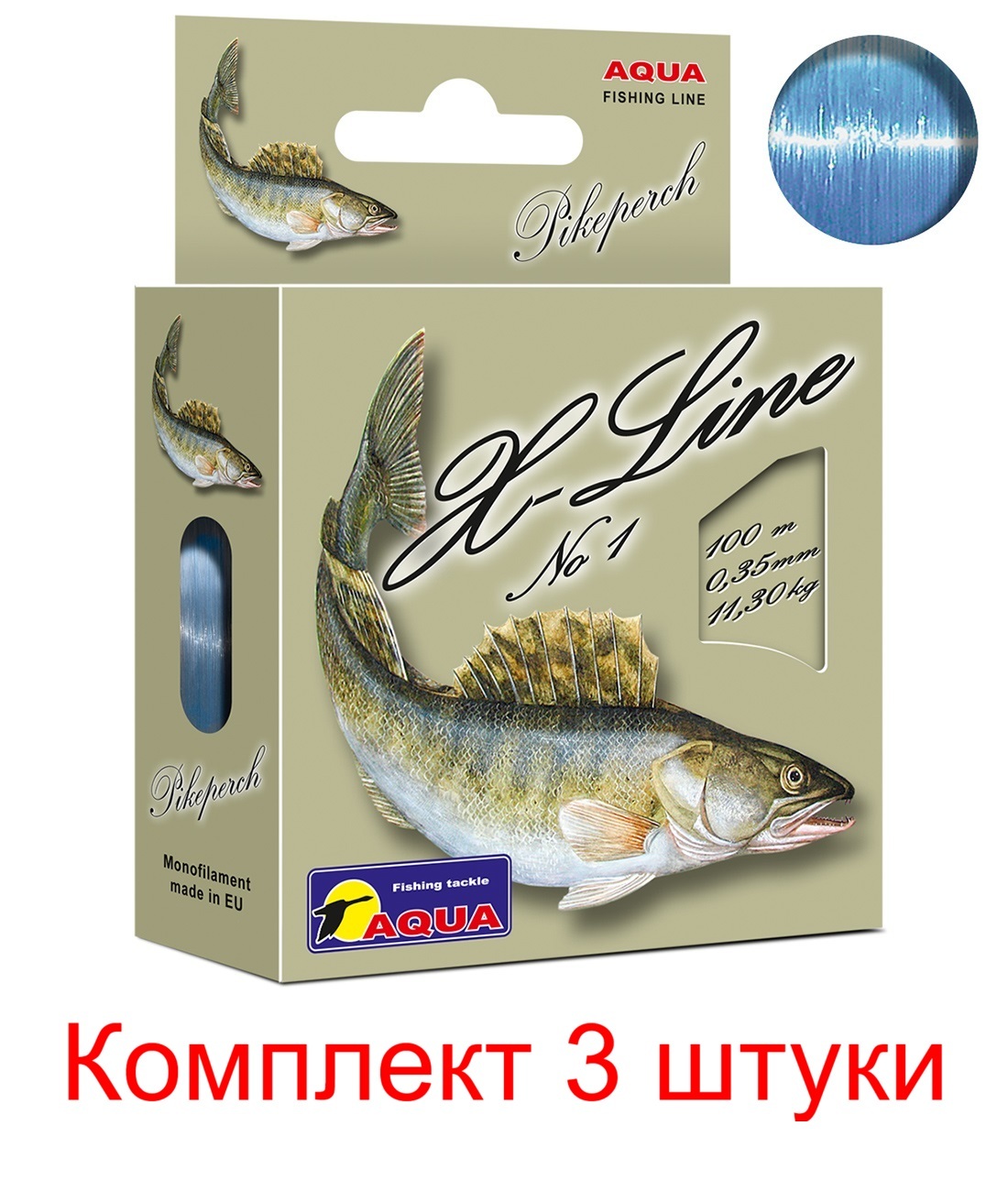 фото Монофильная леска для рыбалки aqua x-line pikeperch (судак) 0,35mm 100m (3 штуки)