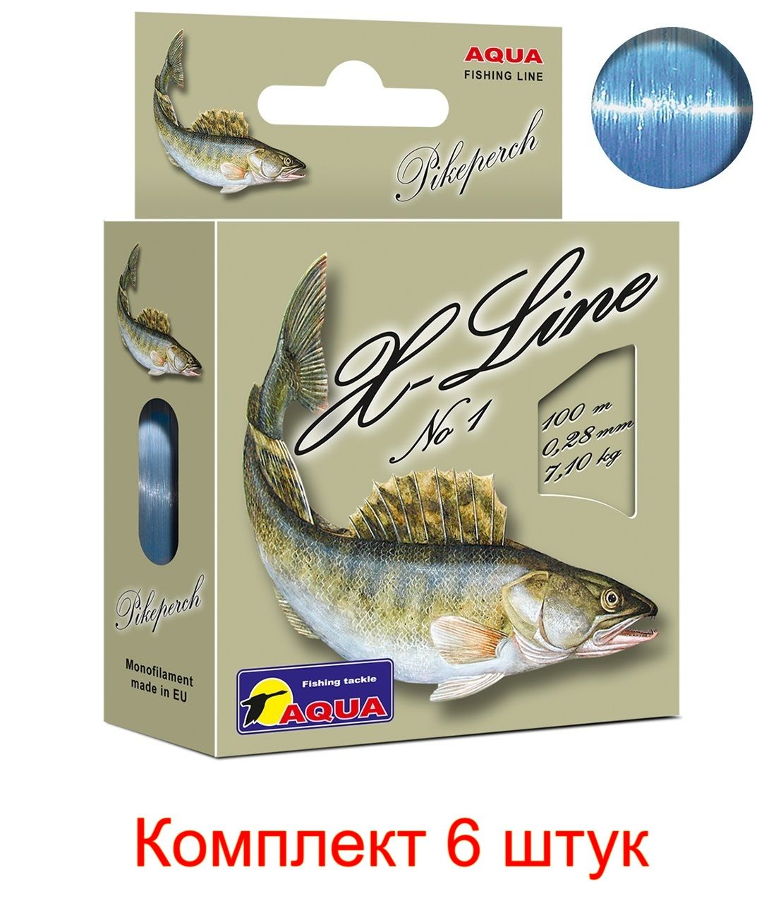 Монофильная леска для рыбалки Aqua X-Line Pikeperch (Судак) 0,28mm 100m ( 6 штук )