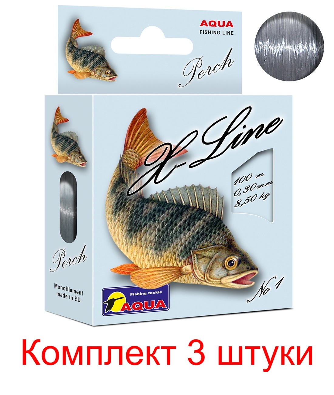 фото Монофильная леска для рыбалки aqua x-line perch (окунь) 0,30mm 100m ( 3 штуки )