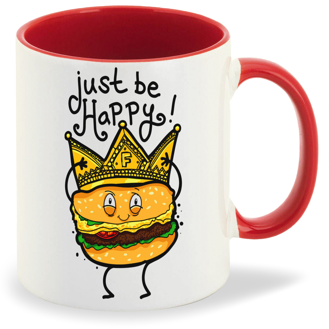 

Кружка CoolPodarok Прикол Бургер Just be happy, Прикол Бургер Just be happy