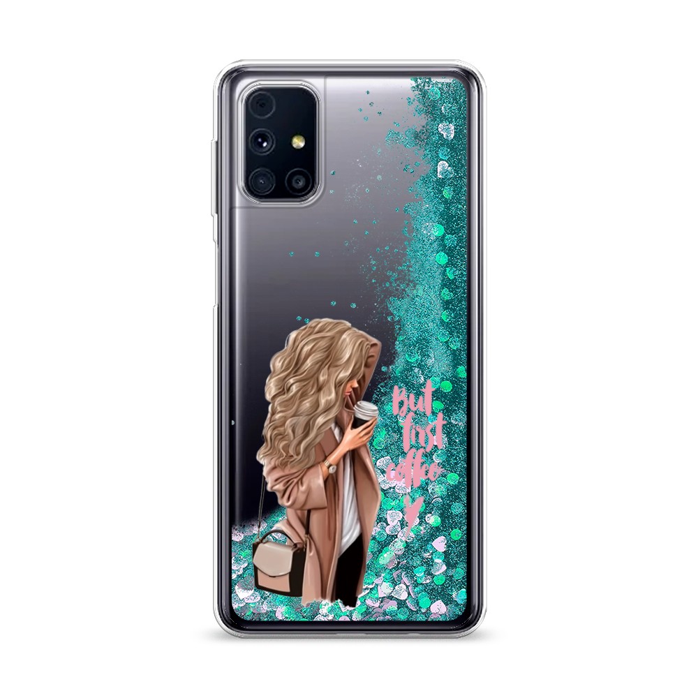 

Жидкий чехол с блестками "Щечки хаски" на Samsung Galaxy M31, Щечки хаски