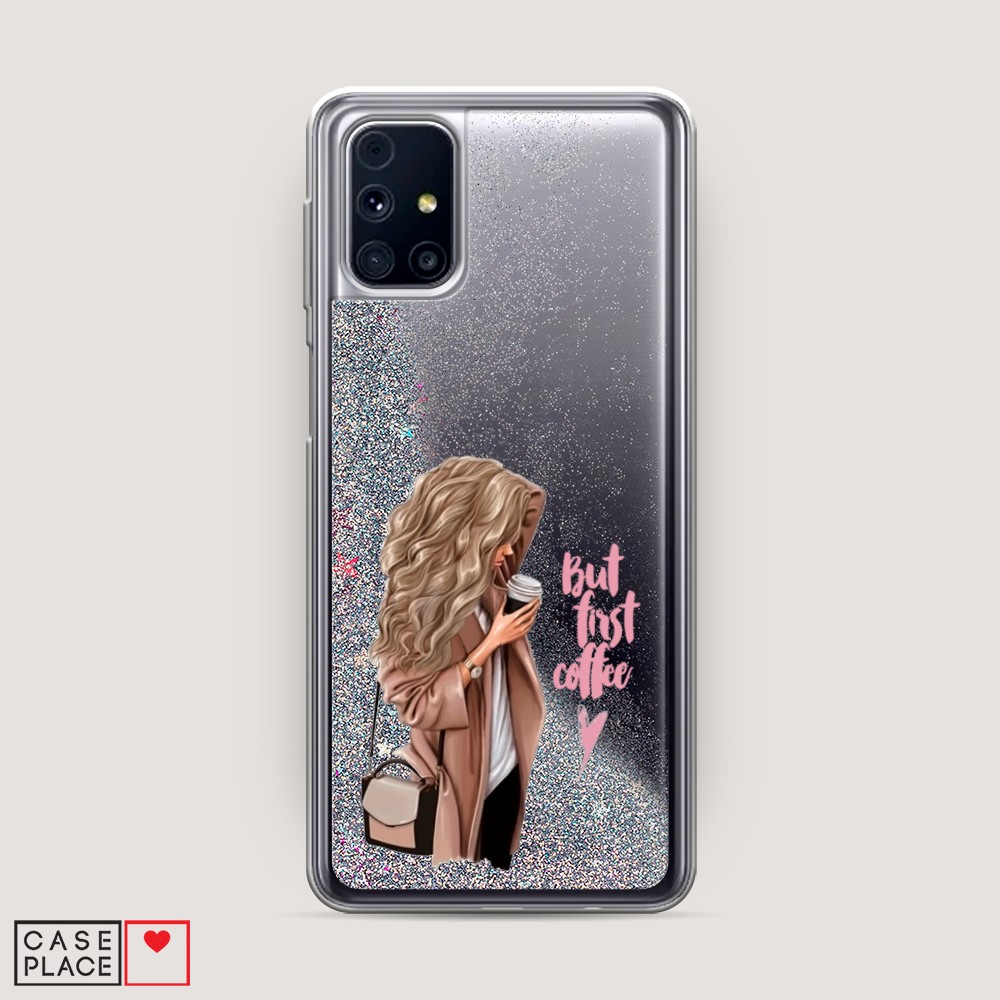 

Жидкий чехол с блестками "Щечки хаски" на Samsung Galaxy M31, Щечки хаски