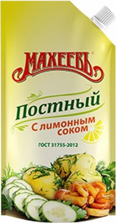 

Майонезный соус Махеевъ Постный с лимонным соком 67% 190 г