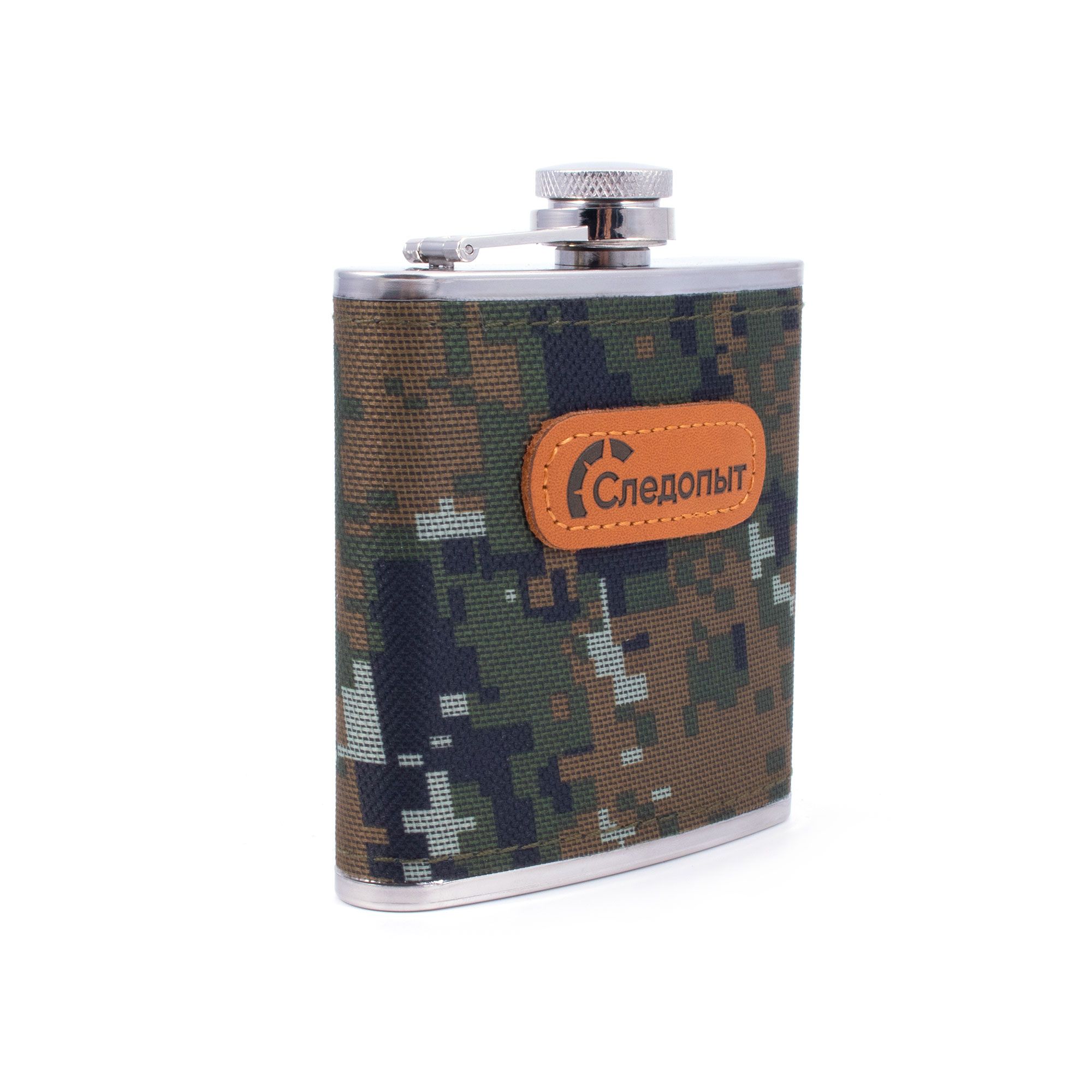 Фляжка СЛЕДОПЫТ PF-BD-F20, в оплетке из oxford camo pixel, 180 мл