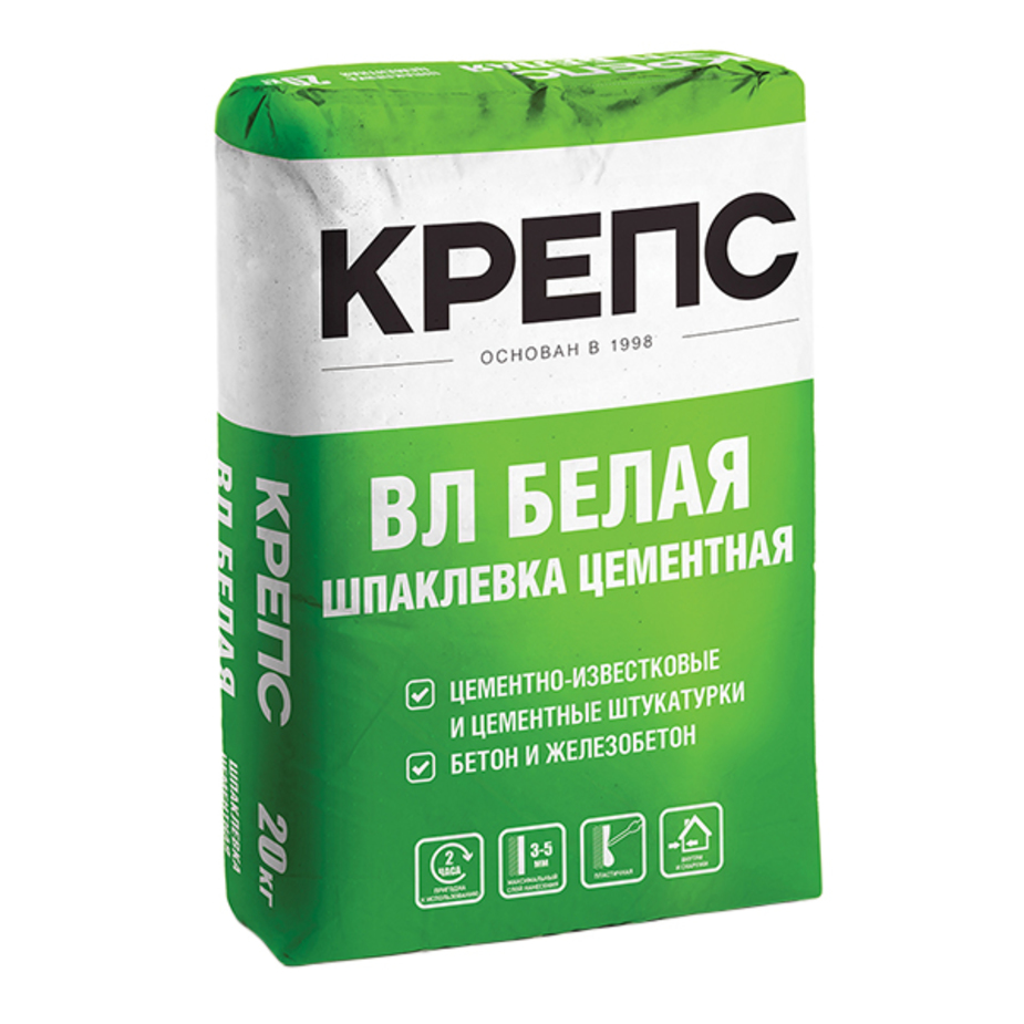 

Шпатлевка цементная Крепс ВЛ белая, 20кг *1/56