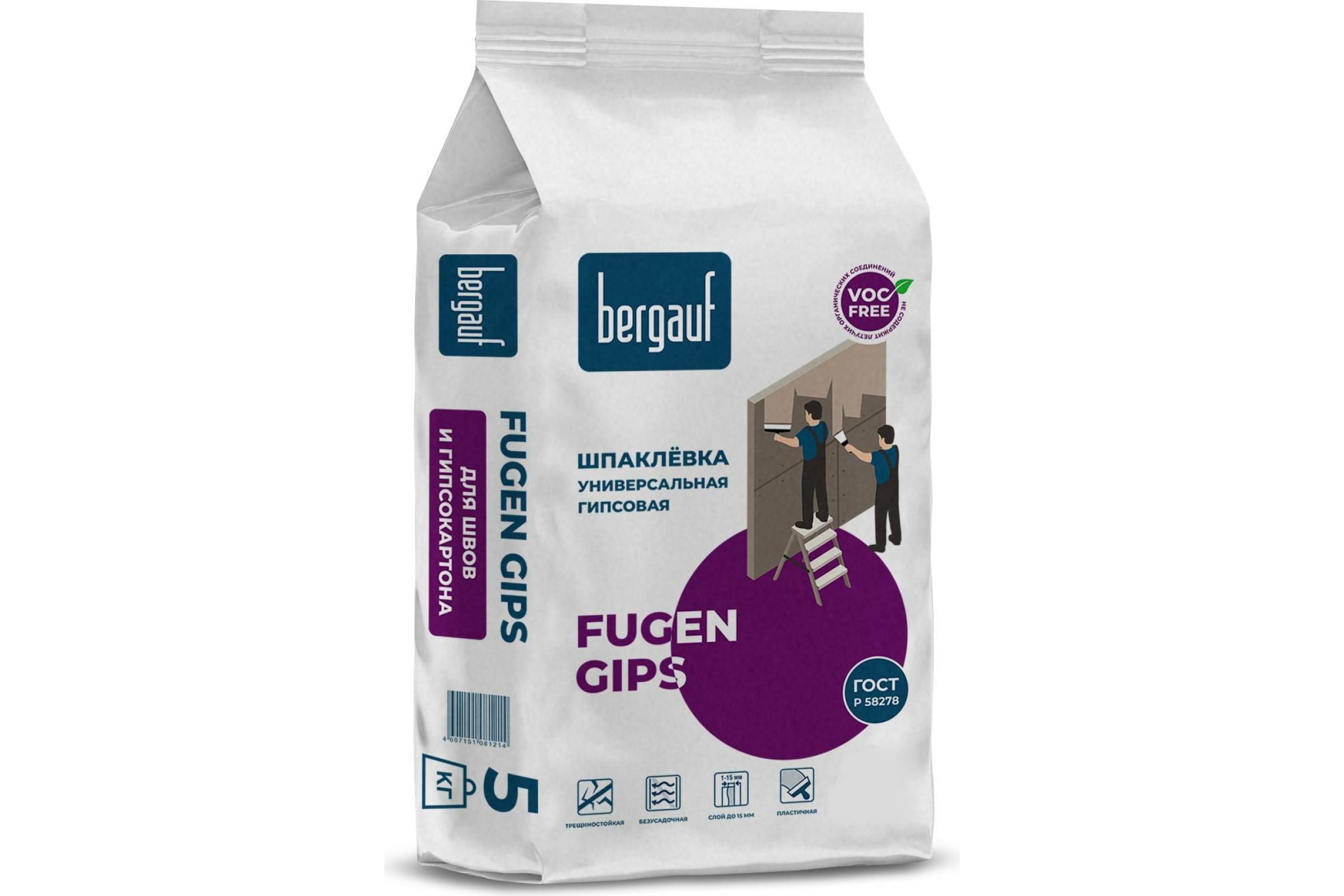 

Шпаклевка универсальная гипсовая Fugen Gips 5 кг Bergauf *1/6