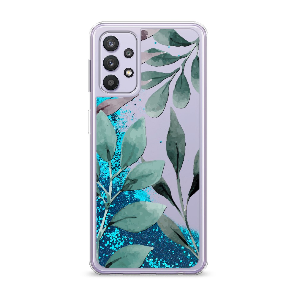 

Жидкий чехол с блестками "Листы цветов" на Samsung Galaxy A32, 2102093-1