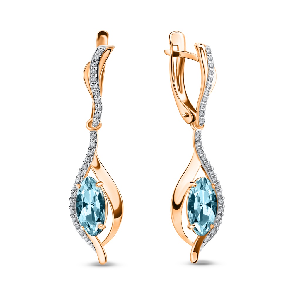 

Серьги из золота 585Gold 202011875, топаз/фианит, 202011875