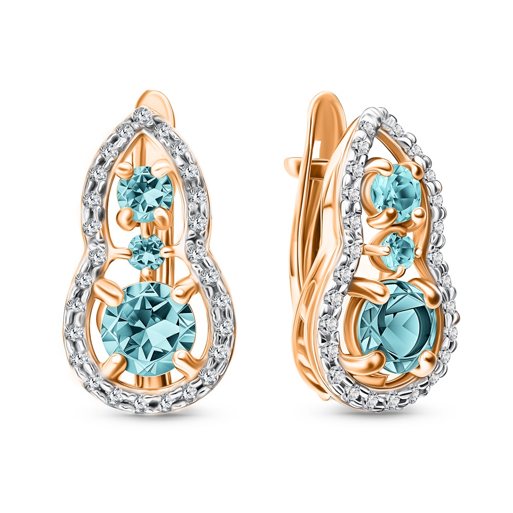 

Серьги из золота 585Gold 202011863, топаз/фианит, 202011863