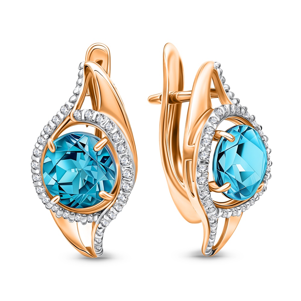 

Серьги из золота 585Gold 202011851, топаз/фианит, 202011851