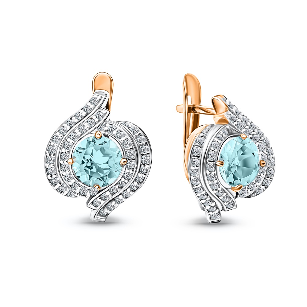 

Серьги из золота 585Gold 202011818, топаз/фианит, 202011818