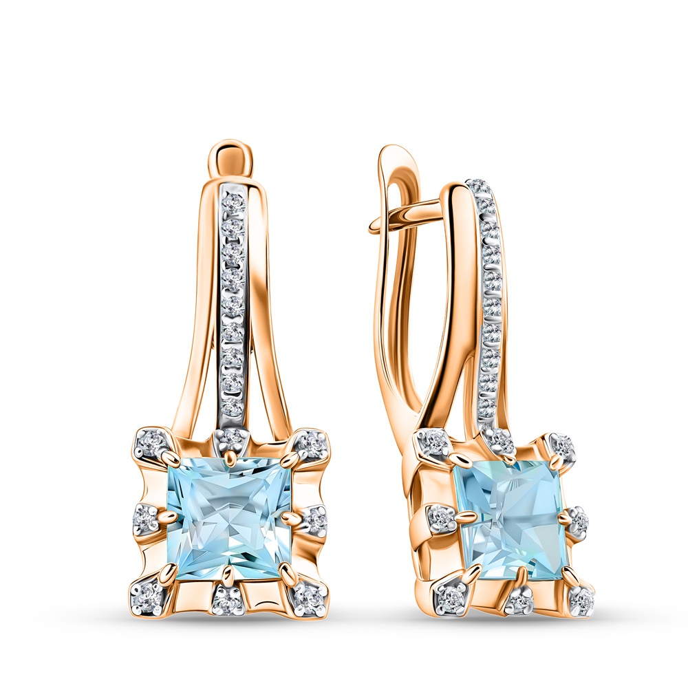 

Серьги из золота 585Gold 202011845, топаз/фианит, 202011845