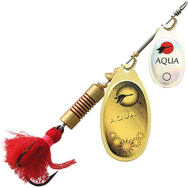 Блесна AQUA DOUBLE AGLIA 14,0g,  № 2 + № 4, DUA-01 (серебро, золото), 5 шт.