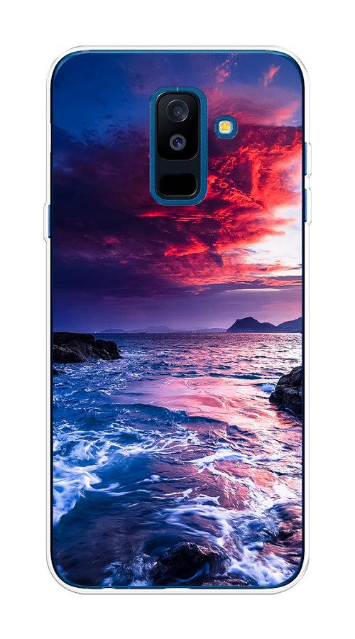 

Чехол Awog на Samsung Galaxy A6 + "Волны 1", Розовый;синий, 26050-4
