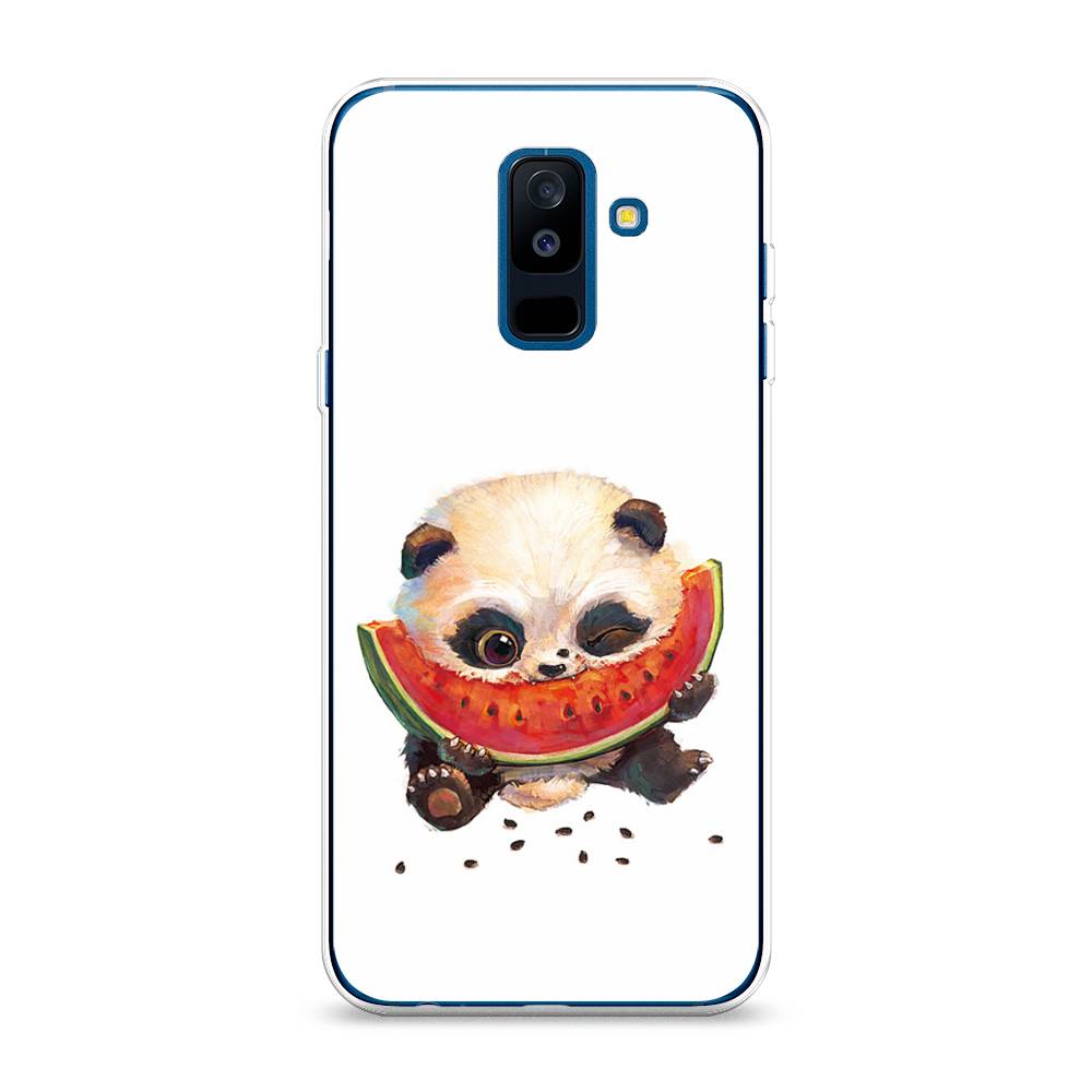 

Чехол Awog на Samsung Galaxy A6 + "Малыш панды с арбузом", Белый;красный, 26050-1