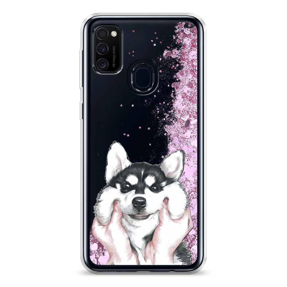 

Жидкий чехол с блестками "Щечки хаски" на Samsung Galaxy M30s, 29894-1