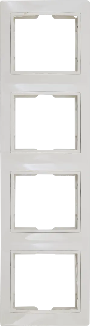 Рамка для розеток и выключателей вертикальная Таймыр 4 поста, цвет бежевый тройная вертикальная рамка tdm