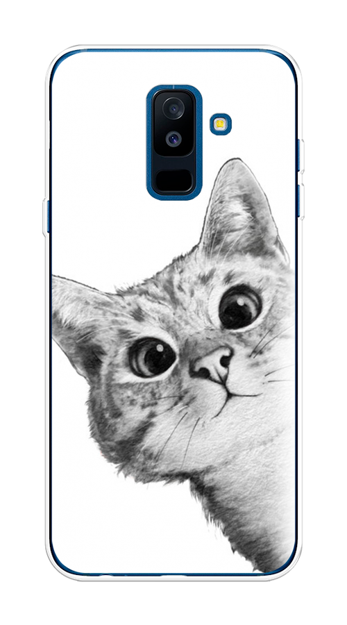 

Чехол Awog на Samsung Galaxy A6 + "Кот рисунок черно-белый", Черный, 26050-1
