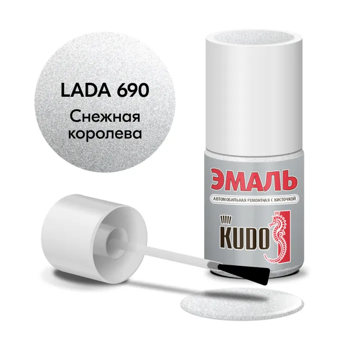 

Краска металлик "KUDO" 690 снежная королева (15 мл) (с кисточкой), Серебристый