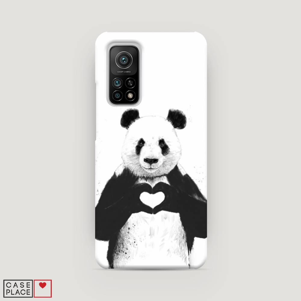 фото Пластиковый чехол "панда love" на xiaomi mi 10t awog