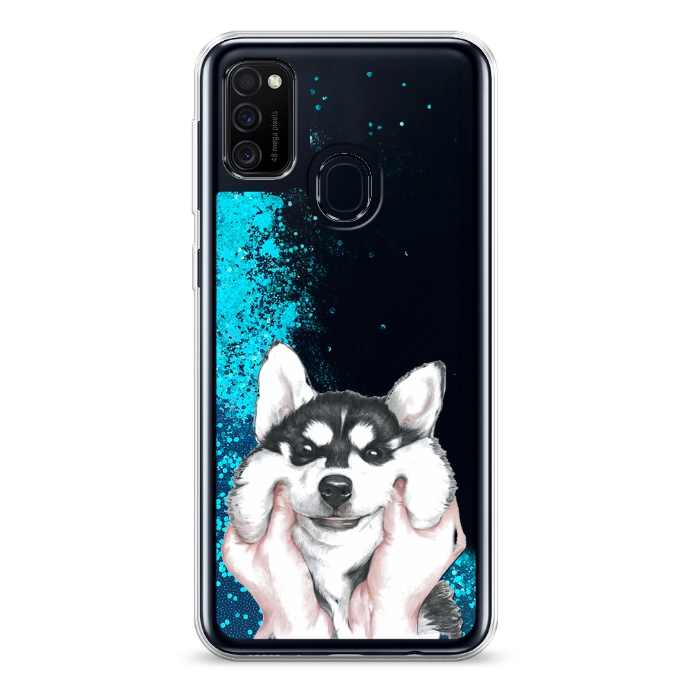 

Жидкий чехол с блестками "Щечки хаски" на Samsung Galaxy M21, 29793-1
