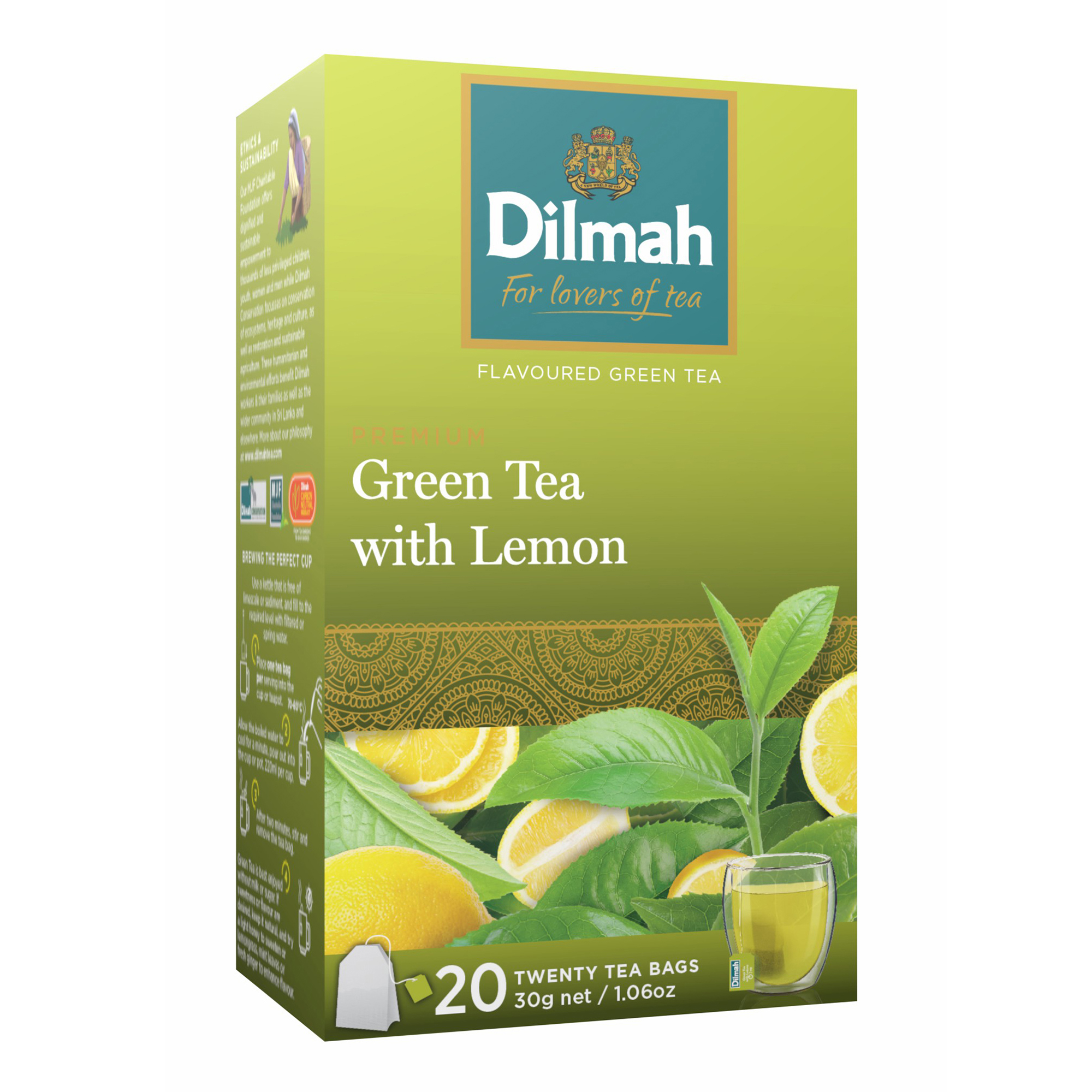 Чай зеленый Dilmah Special Green Лимон в пакетиках 1,5 г х 20 шт