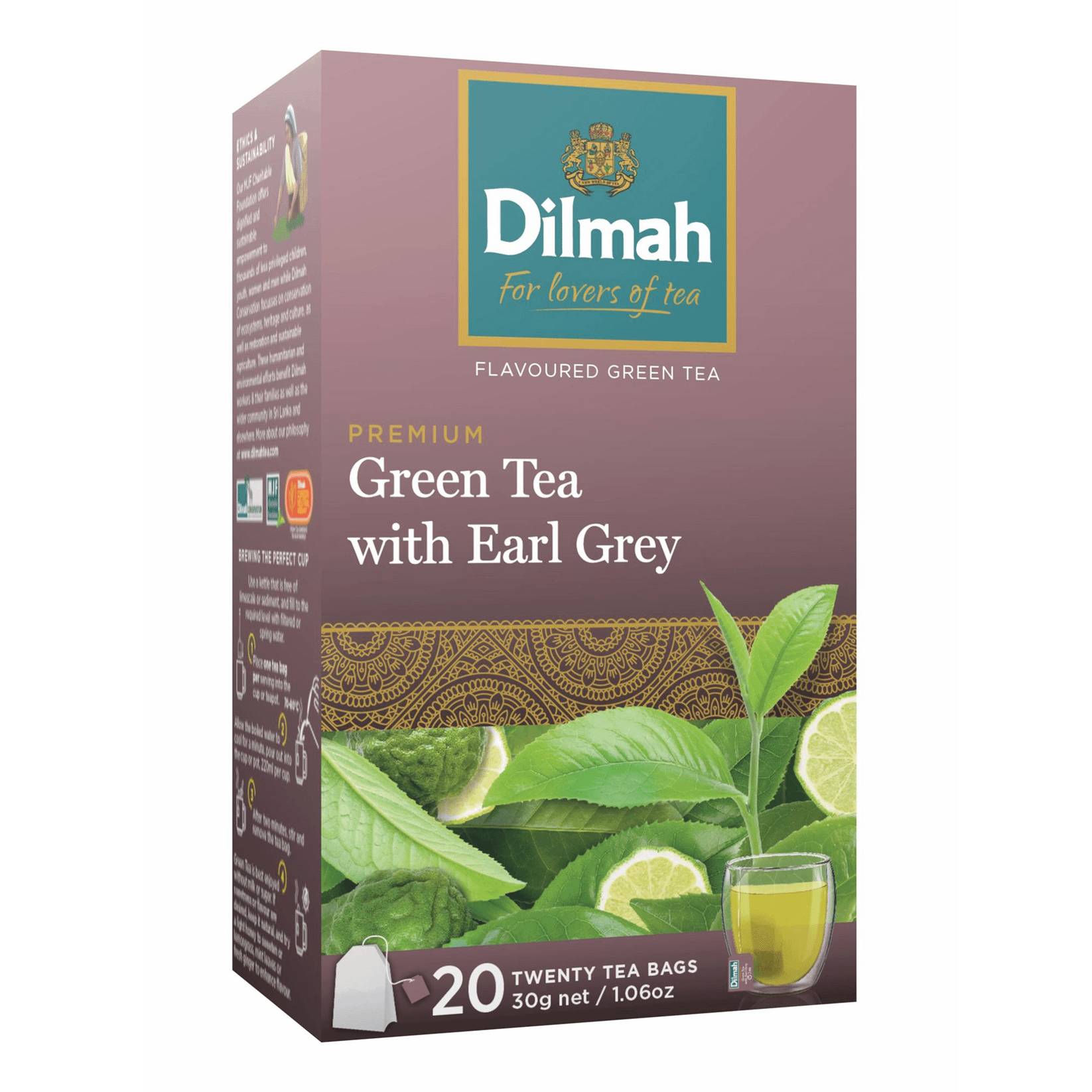 

Чай зеленый Dilmah Special Green Эрл Грей в пакетиках 1,5 г х 20 шт