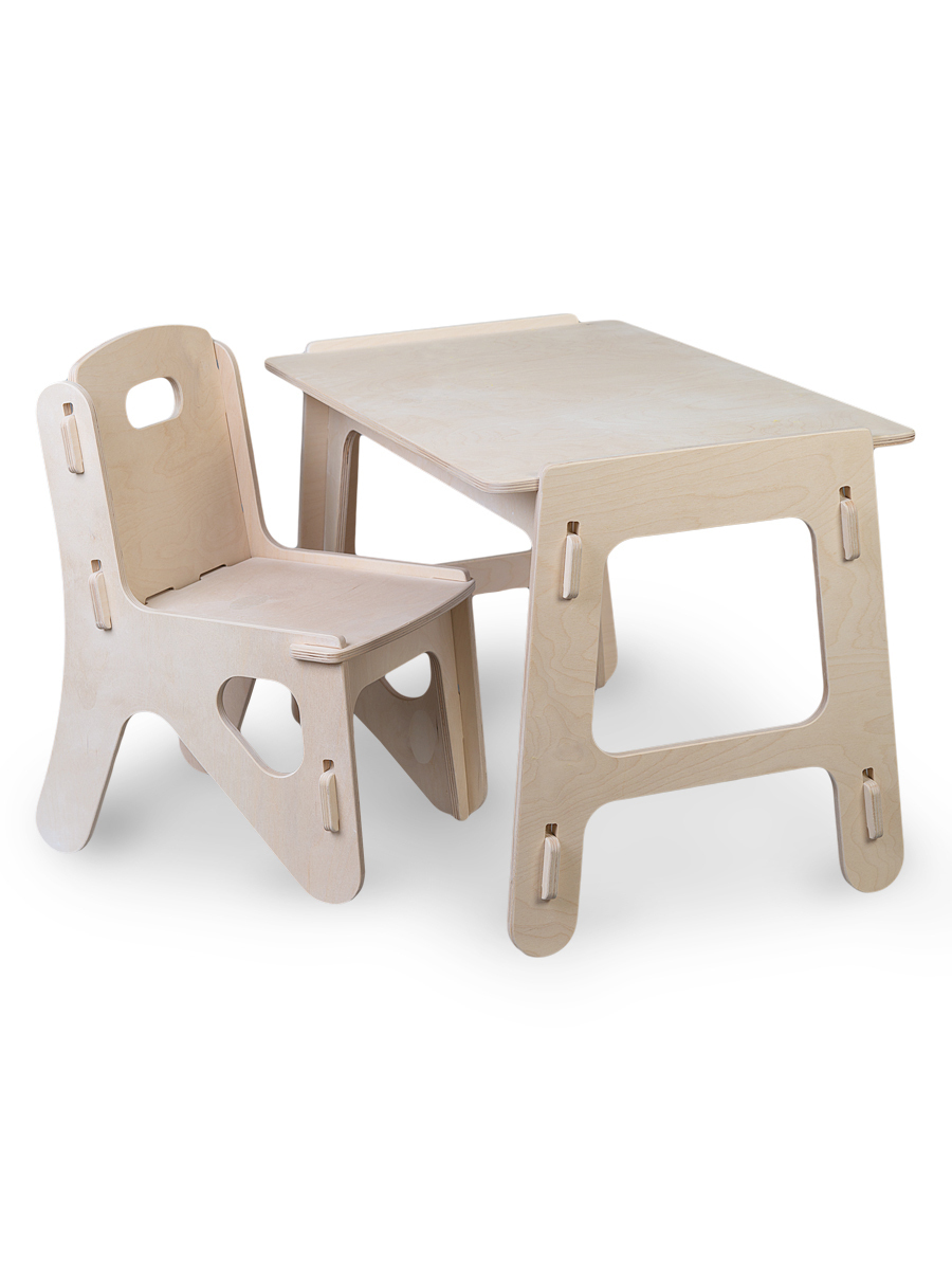Набор детской мебели ALPIKA-BRAND Eco materials Puzzle натуральный: детский стул и столик