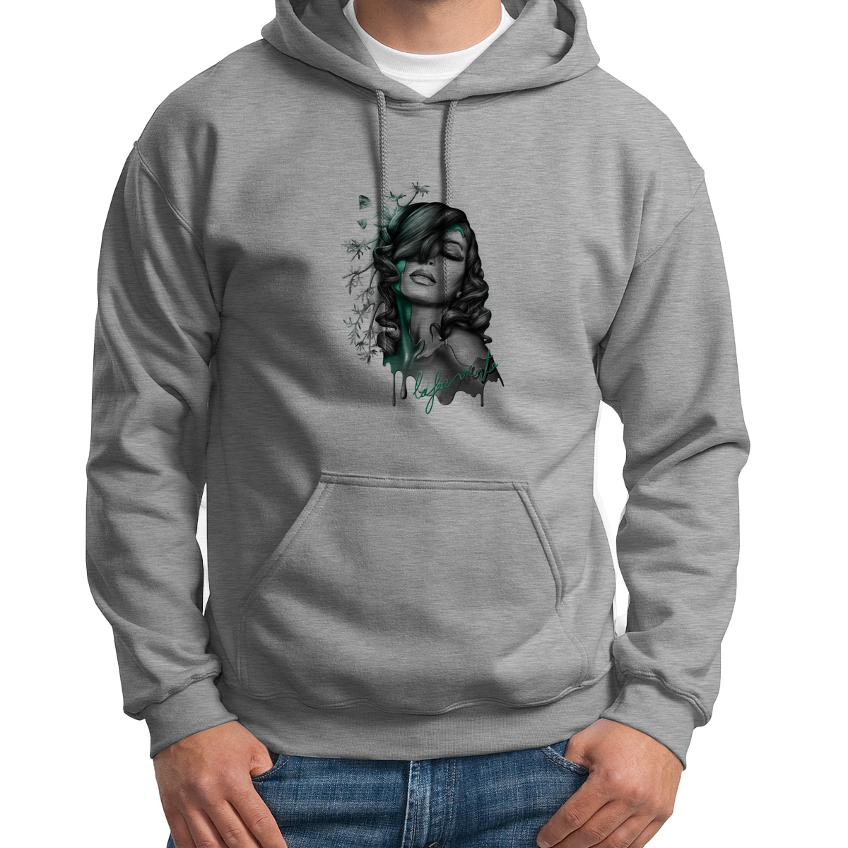 

Худи унисекс CoolPodarok Краски девушка арт серое 50 RU, 0S015909
