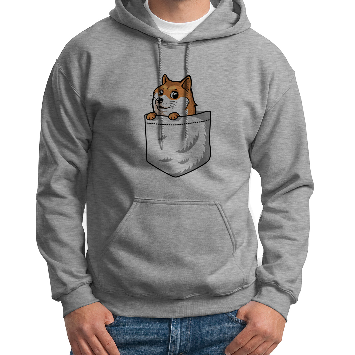

Худи унисекс CoolPodarok Корги в кармане серое 50 RU, 0S015880