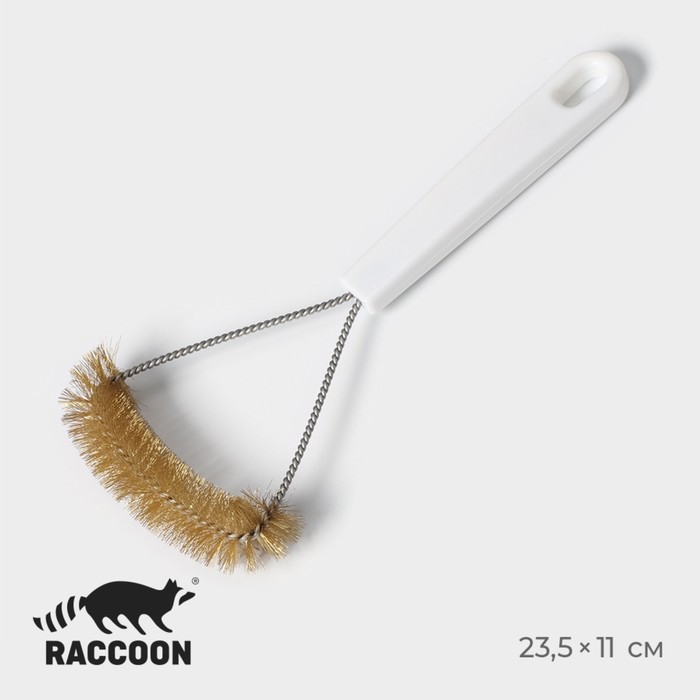 Щетка для чистки посуды и решеток-гриль Raccoon, металлической щетина, 23,5x11 см, цвет бе