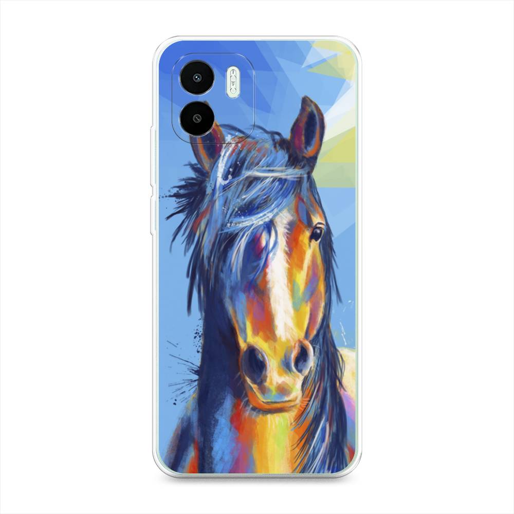 

Чехол на Xiaomi Redmi A1 "Лошадь арт 3", Голубой;желтый;синий, 316350-1