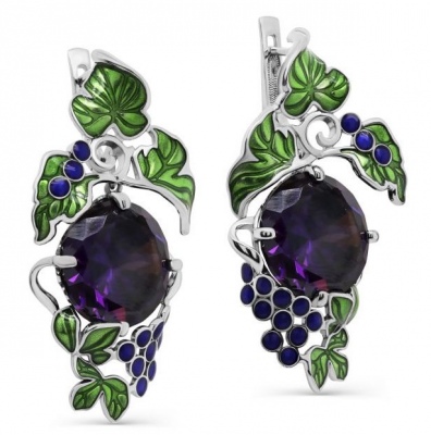 

Серьги из серебра с фианитом/эмалью Kabarovsky 12-277-7901, 12-277-7901