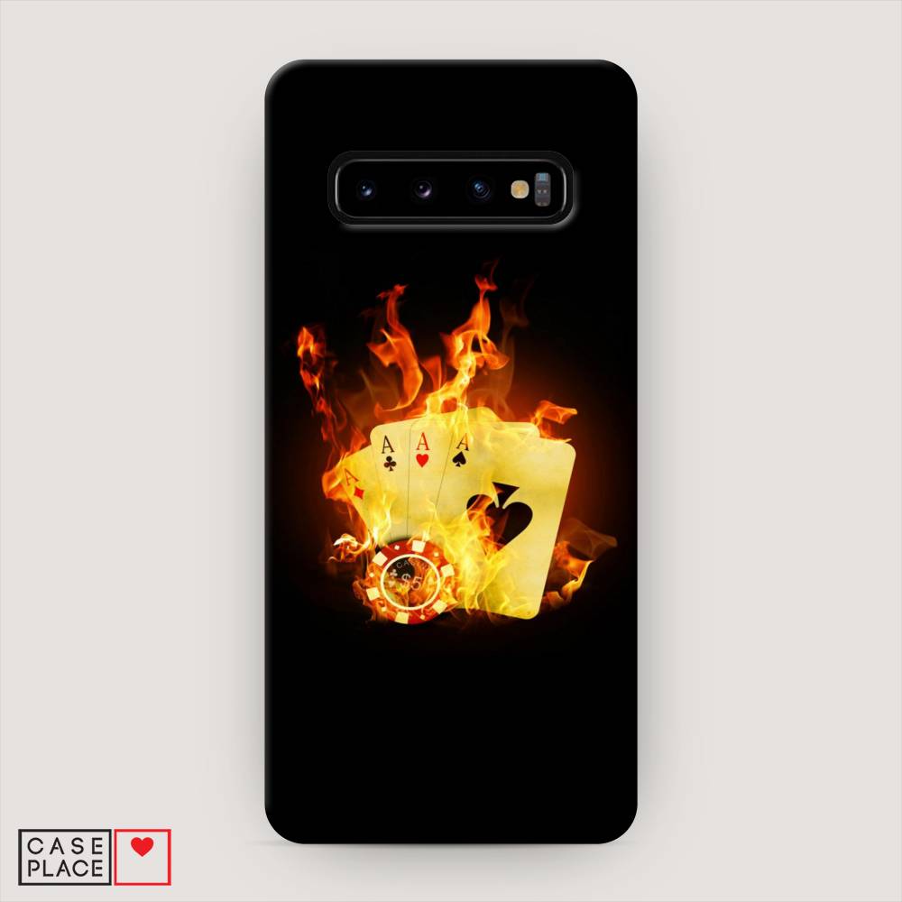 фото Пластиковый чехол "горящие карты" на samsung galaxy s10 awog